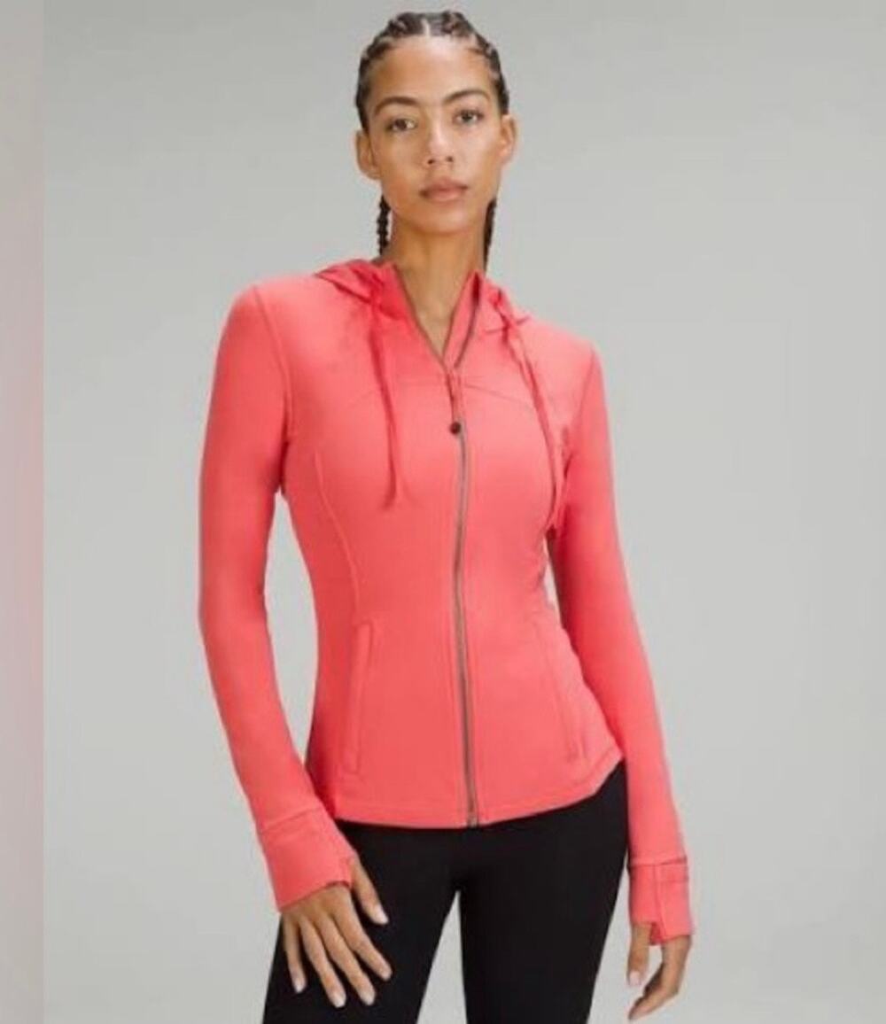 Lululemon Hooded Define Jacket Nulu Womens 14 CORAL PINK Full Zip READ